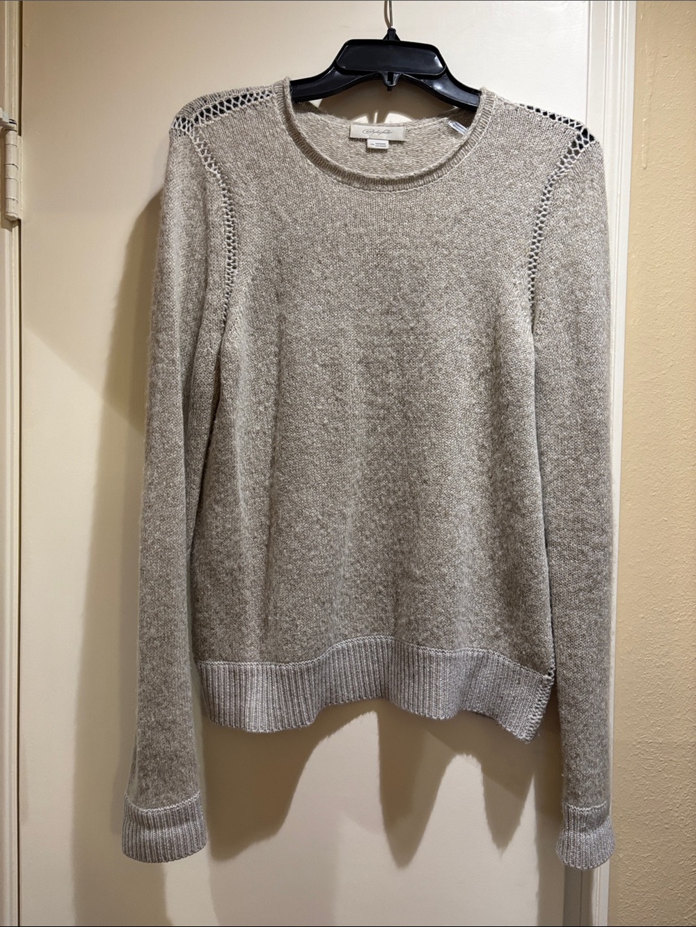 Christopher & Banks Heather Gray Crewneck Sweater with Shoulder Openwork